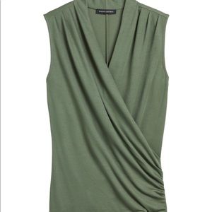 Banana Republic Wrap-Effect Top in Olive Green NWT